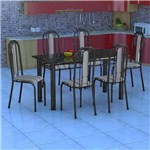Ficha técnica e caractérísticas do produto Conjunto de Mesa com 6 Cadeiras Granada Preto Listrado GR - Fabone