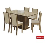 Ficha técnica e caractérísticas do produto Conjunto de Mesa com 6 Cadeiras Madesa Anis Rustic/ Crema/ Perola - Madesa