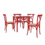 Ficha técnica e caractérísticas do produto Conjunto de Mesa de Jantar com 4 Cadeiras e Tampo de Vidro Katrina - Preto