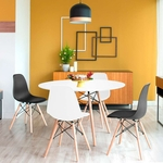 Ficha técnica e caractérísticas do produto Conjunto de Mesa de Jantar com 4 Cadeiras Eames Eiffel Branco e Preto