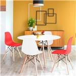 Ficha técnica e caractérísticas do produto Conjunto de Mesa de Jantar com 4 Cadeiras Eames Eiffel Branco e Vermelho