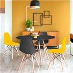 Ficha técnica e caractérísticas do produto Conjunto de Mesa de Jantar com 4 Cadeiras Eames Eiffel Preto e Amarelo