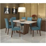 Ficha técnica e caractérísticas do produto Conjunto de Mesa de Jantar com 6 Cadeiras Apogeu I Linho Rinzai Azul e Off White - MARROM CHOCOLATE
