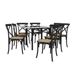 Ficha técnica e caractérísticas do produto Conjunto de Mesa de Jantar com 8 Cadeiras e Tampo de Vidro Katrina - Preto