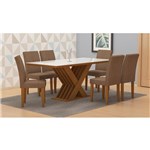 Conjunto de Mesa de Jantar Verona com Vidro e 6 Cadeiras Grécia Imbuia e Chocolate - Rufato