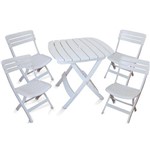 Conjunto de Mesa e 4 Cadeiras Plásticas Dobrável Branca - Antares