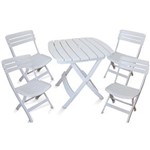 Ficha técnica e caractérísticas do produto Conjunto de Mesa e 4 Cadeiras Plásticas Dobrável Branca - Antares