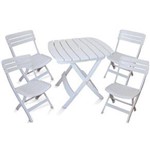 Ficha técnica e caractérísticas do produto Conjunto de Mesa e 4 Cadeiras Plásticas Dobrável Branca