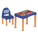 Conjunto de Mesa e Cadeira 2 Peças Monster Kids Azul/Laranja