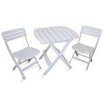 Ficha técnica e caractérísticas do produto Conjunto de Mesa e 2 Cadeiras Plásticas Dobrável Branca - Antares - Branco
