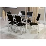 Ficha técnica e caractérísticas do produto Conjunto de Mesa Elba com 6 Cadeiras Londres Corino Preto - Kappesberg
