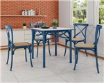 Ficha técnica e caractérísticas do produto Conjunto de Mesa em Aço com 4 Cadeiras Katrina Azul - Uphome