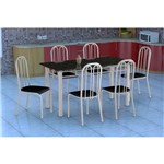 Ficha técnica e caractérísticas do produto Conjunto de Mesa Granada com 6 Cadeiras Sevilha Branco e Preto Liso - Fabone