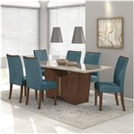 Ficha técnica e caractérísticas do produto Conjunto de Mesa Imbuia/azul Rock 1,80m com 6 Cadeiras Apogeu - Lopas