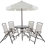 Ficha técnica e caractérísticas do produto Conjunto de Mesa Jardim Miami Redonda com 4 Cadeiras Bege e Café - Bel Fix