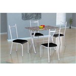 Ficha técnica e caractérísticas do produto Conjunto de Mesa Miame 110 Cm com 4 Cadeiras Lisboa Branco e Preto Liso