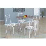 Ficha técnica e caractérísticas do produto Conjunto de Mesa Miame com 4 Cadeira Lisboa Fabone Branco Prata com Branco Floral