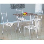Ficha técnica e caractérísticas do produto Conjunto de Mesa para Cozinha com 4 Cadeiras Miame/madri - Fabone - Branco Prata / Bco Floral