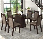 Conjunto de Mesa para Sala de Jantar Adapt com Vidro 6 Cadeiras Nogueira/Dakota - At House