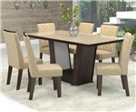 Ficha técnica e caractérísticas do produto Conjunto de Mesa para Sala de Jantar Condessa Vidro Bronze com 6 Cadeiras Nogueira/Gold - At House