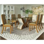 Ficha técnica e caractérísticas do produto Conjunto de Mesa para Sala de Jantar Ibis com Vidro 6 Cadeiras - Marrom Chocolate
