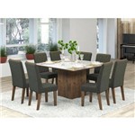 Conjunto de Mesa para Sala de Jantar Jóia Vidro Bronze com 8 Cadeiras Ebano/Camurça