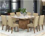 Ficha técnica e caractérísticas do produto Conjunto de Mesa para Sala de Jantar Jóia Vidro Branco com 8 Cadeiras Ebano/Gold - At House
