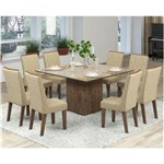 Ficha técnica e caractérísticas do produto Conjunto de Mesa para Sala de Jantar Jóia Vidro Bronze com 8 Cadeiras - BEGE