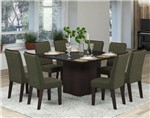 Ficha técnica e caractérísticas do produto Conjunto de Mesa para Sala de Jantar Perola Vidro Preto com 8 Cadeiras - At House