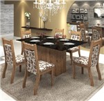 Ficha técnica e caractérísticas do produto Conjunto de Mesa para Sala de Jantar Polonia com Vidro Preto e 6 Cadeiras Jady Ebano/brownie