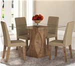 Conjunto de Mesa para Sala de Jantar Walquiria Vidro com 4 Cadeiras Ebano/Gold - At House