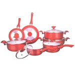 Ficha técnica e caractérísticas do produto Conjunto de Panelas 7pçs Cerâmica Antiaderente Vermelha