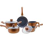 Ficha técnica e caractérísticas do produto Conjunto de Panelas com Revestimento Cerâmico Colors 5 Peças Ocre - La Cuisine