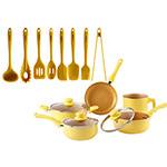 Ficha técnica e caractérísticas do produto Conjunto de Panelas Everyday Amarela 5 Peças + Conjunto de Utensílios de Silicone 8 Peças Amarelo - La Cuisine