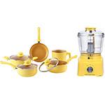 Conjunto de Panelas Everyday Amarela 5 Peças La Cuisine + Mini Processador Amarelo 250W 127V Fun Kitchen