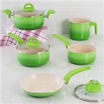 Conjunto de Panelas La Cuisine By Euro com Revestimento Cerâmico Soft Touch 5 Peças Verde