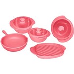 Ficha técnica e caractérísticas do produto Conjunto de Panelas Oxford Cookwere Línea em Cerâmica - 5 Peças - Rosa