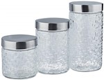 Ficha técnica e caractérísticas do produto Conjunto de Potes de Vidro com Tampa Inox Rattan 3 Peças Euro Transparente