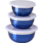 Ficha técnica e caractérísticas do produto Conjunto de Potes Inox 3 Peças Azul Metalizado com Tampa - La Cuisine