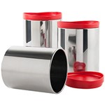 Ficha técnica e caractérísticas do produto Conjunto de Potes Mantimentos 3 Peças Tampa Plástica Vermelho Brinox