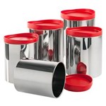 Ficha técnica e caractérísticas do produto Conjunto de Potes para Mantimentos Brinox Suprema 5 Peças - Vermelho