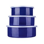 Ficha técnica e caractérísticas do produto Conjunto de Potes Redondos Euro Home Agatha Colors em Aço Esmaltado Azul – 3 Peças