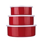 Ficha técnica e caractérísticas do produto Conjunto de Potes Redondos Euro Home Agatha Colors em Aço Esmaltado Vermelho – 3 Peças
