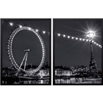 Ficha técnica e caractérísticas do produto Conjunto de Quadros Decorativos London Eye em Londres Kit com 2 Quadros de 60x80cm