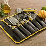 Conjunto de Utensílios Aço Inox 6 Peças Inventare Amarelo - La Cuisine Premium