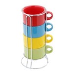 Ficha técnica e caractérísticas do produto Conjunto de Xícaras de Chá em Porcelana 5 Peças Bon Gourmet - Vermelho