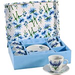 Ficha técnica e caractérísticas do produto Conjunto de Xícaras para Café em Porcelana 12 Peças Azul e Branco com Caixa Decorada - Hazi UD