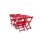 Conjunto Dobrável 120x70 com 4 Cadeiras - Vermelho - Btb Móveis