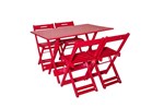 Ficha técnica e caractérísticas do produto Conjunto Dobrável 120x70 com 4 Cadeiras - Vermelho - BTB Móveis