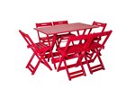 Ficha técnica e caractérísticas do produto Conjunto Dobrável 120x70 com 6 Cadeiras - Vermelho - BTB Móveis